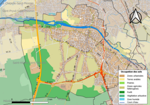 Gemeindegebiet von Olivet mit den wichtigsten Straßen