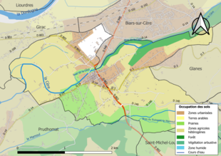 Barevná mapa znázorňující využití půdy.