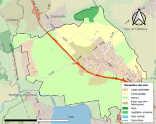 Carte en couleurs présentant l'occupation des sols.