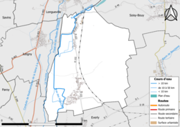 Belediyenin hidrografik ağını gösteren renkli harita