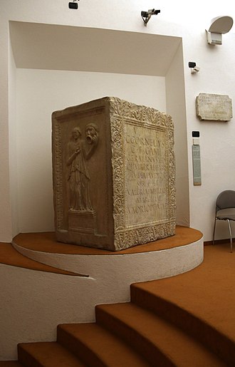 Monument (Cippus) for Caius Cornelius Germanus 7795 - Museum of Alba - Cippus for Caius Cornelius Germanus - Photo by Giovanni Dall'Orto, May 14 2016.jpg