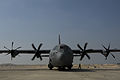 A U.S. Air Force C-130J Super Hercules aircraft assigned to the 737th Expeditionary Airlift Squadron arrives at Sakhir Airbase in Manama, Bahrain, Jan. 14, 2014, to participate in the Bahrain International 140114-F-IG195-248.jpg
