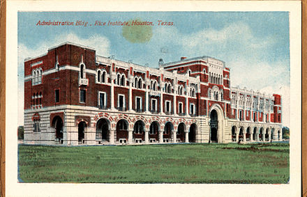 Administration Building, Rice Institute, Houston, Texas (postcard, circa 1912–1924)