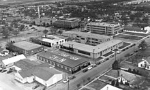 Luftbild von Gebäuden auf einem College-Campus