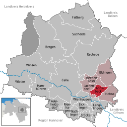 Läget för kommunen Ahnsbeck i Landkreis Celle
