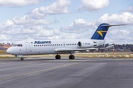Alliance Airlines (VH-QQV) Fokker 70 taxiing at Wagga Wagga Airport (2).jpg