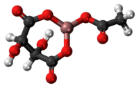 Pilk-kaj-bastona modelo de la aluminia acetotartratmolekulo