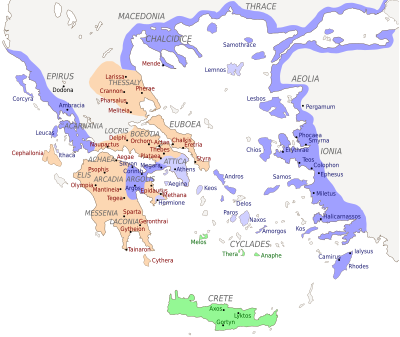 Distribution of "green", "red" and "blue" alphabet types, after Kirchhoff. Ancient Greek epichoric alphabets.svg