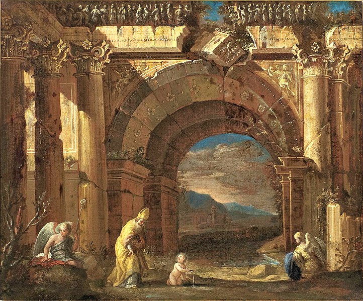 File:Ascanio Luciano – Capriccio with the vision of St. Augustine in a ruined arcade.jpg