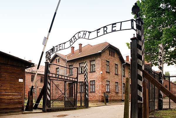 The entrance to Auschwitz I