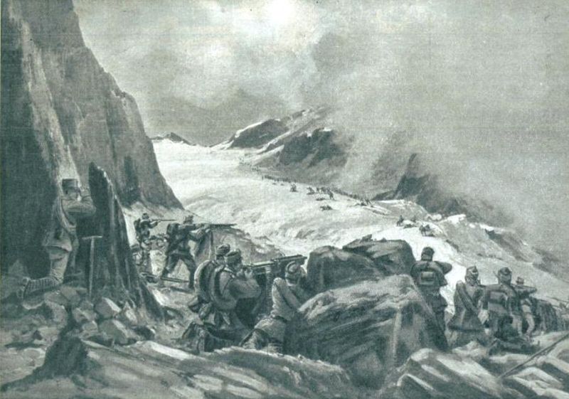 File:Avstro-ogrske čete odbijajo na ledeniku Presanella napad alpinov.jpg