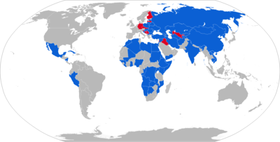 Map of BTR-60 operators in blue with former operators in red