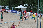 Deutsch: Beachhandball Europameisterschaften 2019 (Beach handball Euro); Tag 2: 3. Juli 2019 – Männer, Vorrunde Gruppe C, Nordmazedonien-Schweiz 0:2 (13:22, 18:19) English: Beach handball Euro; Day 2: 3 July 2019 – Women Preliminary Round Group A – Men Preliminary Round Group C – North Macedonia-Switzerland 0:2 (13:22, 18:19)