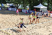 Deutsch: Beachhandball Europameisterschaften 2019 (Beach handball Euro); Tag 1: 2. Juli 2019 – Frauen, Vorrunde Gruppe C, Italien-Griechenland 0:2 (16:28, 10:13) English: Beach handball Euro; Day 1: 2 July 2019 – Women Preliminary Round Group C – Italy-Greece 0:2 (16:28, 10:13)