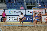 Deutsch: Beachhandball Europameisterschaften 2019 (Beach handball Euro); Tag 5: 6. Juli 2019 – Frauen, Halbfinale, Ungarn-Niederlande 2:0 (19:16, 15:12) English: Beach handball Euro; Day 5: 6 July 2019 – Semifinal Women – Hungary-Netherlands 2:0 (19:16, 15:12)