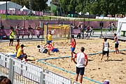 Deutsch: Beachhandball bei den Olympischen Jugendspielen 2018; Tag 3, 9. Oktober 2018; Jungs, Vorrunde, Gruppe A - Ungarn-Thailand 2:1 English: Beach handball at the 2018 Summer Youth Olympics at 9 October 2018 – Girls Preliminary Round Group A‎ – Hungary-Thailand 2:1