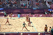 Deutsch: Beachhandball bei den Olympischen Jugendspielen 2018; Tag 4, 10. Oktober 2018; Mädchen, Vorrunde, Gruppe A - Ungarn-Chinese Taipei (Taiwan) 2:0 English: Beach handball at the 2018 Summer Youth Olympics at 10 October 2018 – Girls Preliminary Round Group A‎ – Hungary-Chinese Taipei 2:0