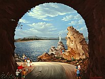 Biarritz - Le Rocher de la Vierge oil on panel medium QS:P186,Q296955;P186,Q106857709,P518,Q861259 . 27 × 35 cm (10.6 × 13.7 in)