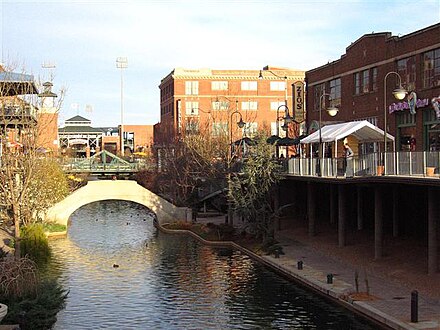 Bricktown canal with Bricktown Ballpark in the background