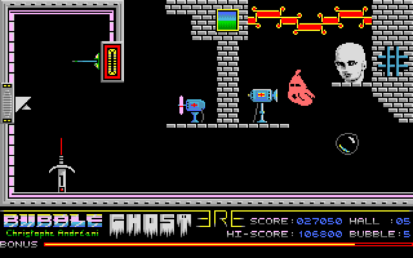 Bubble Ghost, a 1988 puzzle game.