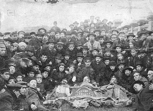 Members of the Bund with the bodies of their comrades, murdered during the Odessa pogrom in 1905