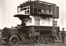 A B-type bus from London converted into a pigeon loft for use in northern France and Belgium during the First World War Bus pigeon loft.jpg