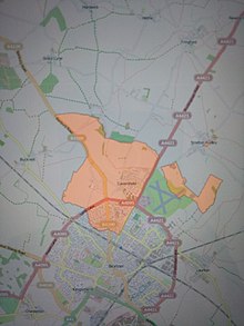 Caversfield parish, Buckinghamshire exclaves. The two smaller ones were the Chapelry of Stratton Audley. (Historic County Borders Project) Cabersfield exclaves Buckinghamshire.jpg