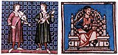 Al Andalus, Cantigas de Santa Maria, Right Image:Vielle or viola de arco and citole or guitarra latina. Left image Vielle