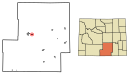Sinclair okulunun Carbon County, Wyoming şehrindeki konumu.