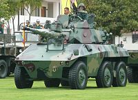 Um tanque EE-9 Cascavel, de fabricação brasileira, usado pelo exército da Colômbia.