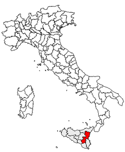 Karta över Italien med Provincia di Catania markerat