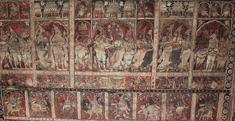 File:Ceiling paintings depicting scenes from Hindu mythology at the Virupaksha temple in Hampi 3.JPG