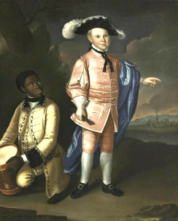 A painting of Charles Calvert with a slave by John Hesselius. Charles Calvert was the eldest son of Benedict Swingate Calvert, who was the third Propr