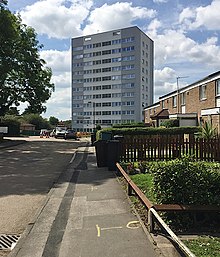 Typical housing; blocks of flats are abundant in the estate