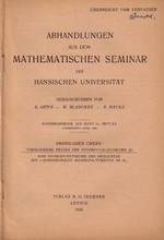 Vignette pour Abhandlungen aus dem Mathematischen Seminar der Universität Hamburg