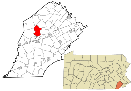 Location of West Brandywine Township in Chester County and in Pennsylvania