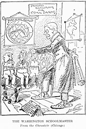 Cartoonist admires the strict TR who teaches the childish coal barons a lesson; they raised the pay rates for minors, but did not recognize the union. By Charles Lederer CoalBarons.JPG