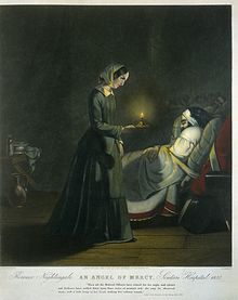 Florence Nightingale, an 'angel of mercy', set up her nursing school in 1860 Coloured mezzotint; Florence Nightingale, Wellcome L0019661.jpg