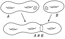 Illustration of connected sum. Connected sum.svg