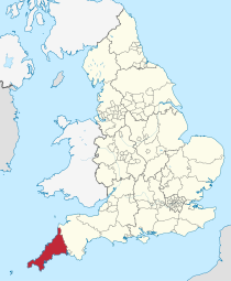 Cornwall in England (+ceremonial areas).svg
