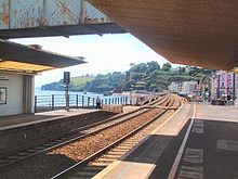 Blick vom Bahnhof Dawlish nach Südwesten zum Tunnelabschnitt der Strecke