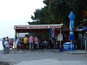 In Crikvenica, fans gathered with the Croatian flag watching the home team playing Portugal during the 2016 Independence Day holiday.