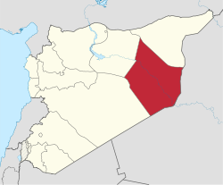 Map of Syria with Deir ez-Zor Governorate highlighted