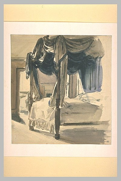 File:Delacroix - Intérieur avec un lit à baldaquin, RF 9811, Recto.jpg