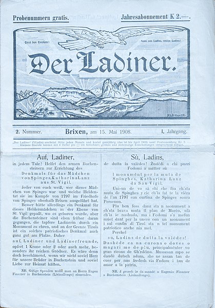 File:Der Ladiner Nr 2 prima plata Gherdëina 1908.jpg