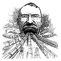 "Design for a Union Station" (1907), depicting railroad tycoon E. H. Harriman swallowing American railroads