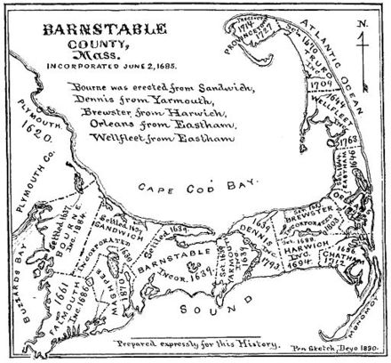 Barnstable County historical map, 1890