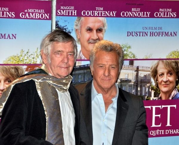 Star Tom Courtenay and director Dustin Hoffman in Paris at the film's French premiere, March 2013