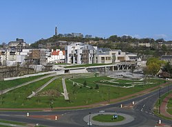 The Scottish Parliament Building in Holyrood, Edinburgh, seat of the Scottish Parliament. Edinburgh Scottish Parliament01 2006-04-29.jpg