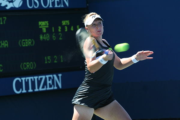 Baltacha winning her first match at the US Open and breaking into the top 50